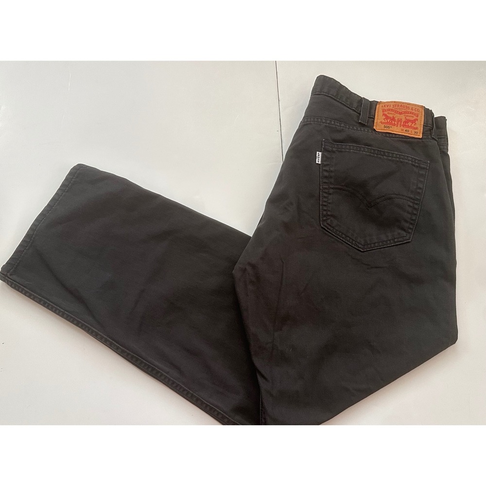 Levis 505 Regular Fit Straight Leg Jeans Mens‎ 40x30 Faded Black Denim Pants